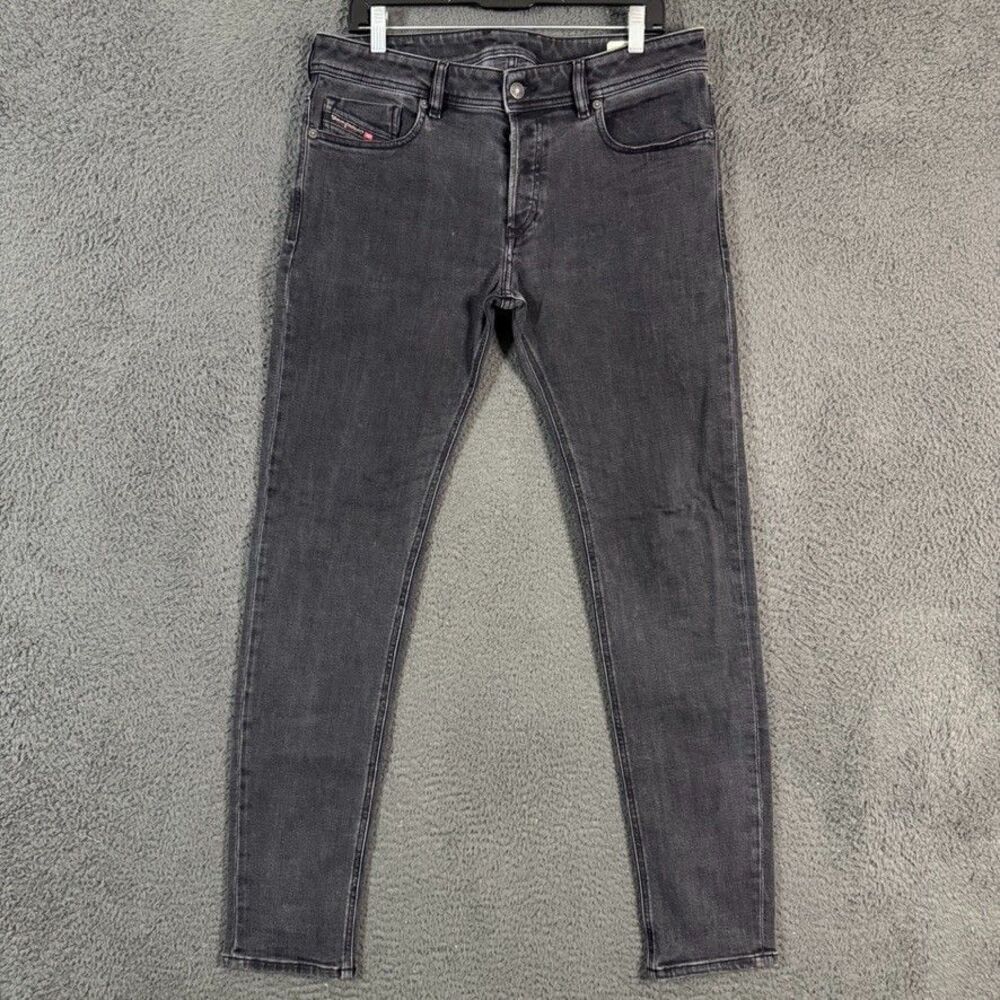 Diesel Sleenker-X Jeans Mens 34x32 Black Slim Skinny Fit Stretch Button Fly